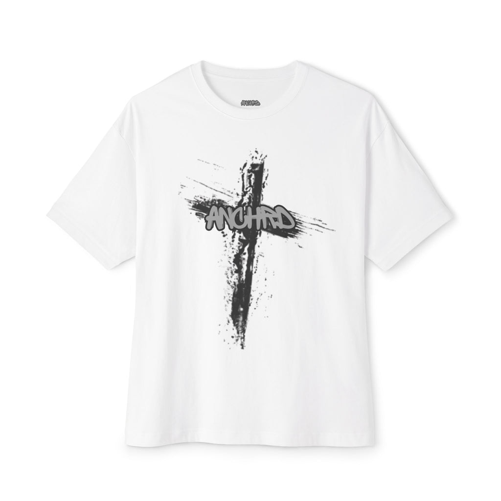 Anchor Cross Oversized Shirt — Hebrews 6:19 Faith Graphic Tee