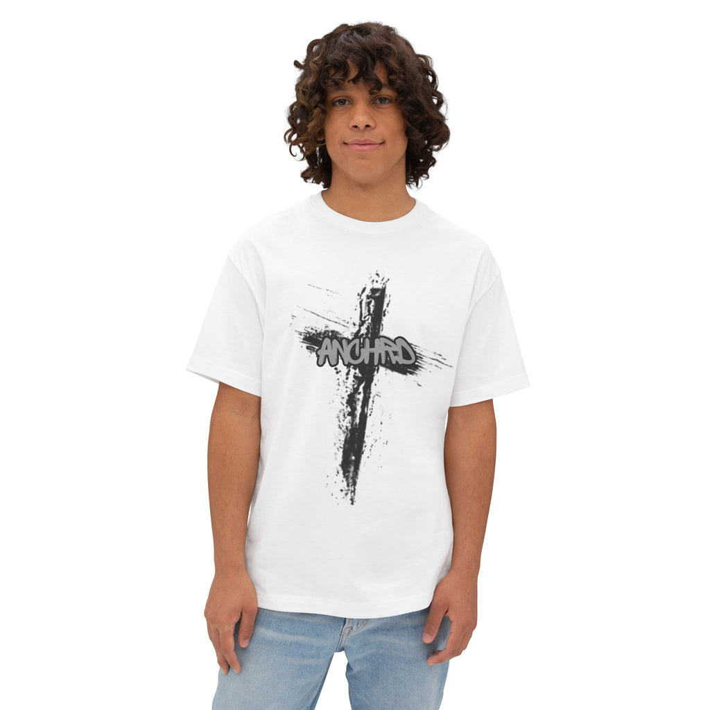 Anchor Cross Oversized Shirt — Hebrews 6:19 Faith Graphic Tee
