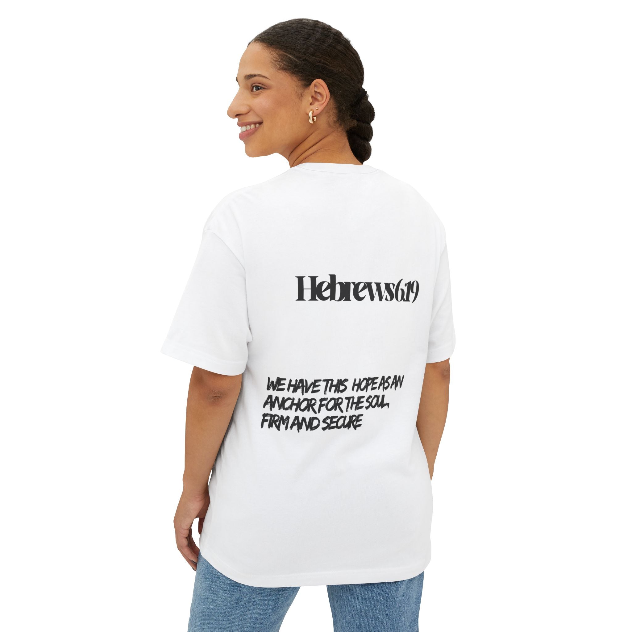Anchor Cross Oversized Shirt — Hebrews 6:19 Faith Graphic Tee